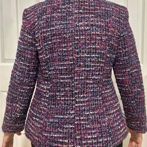Classic Pink and Blue Blazer with Tweed Texture